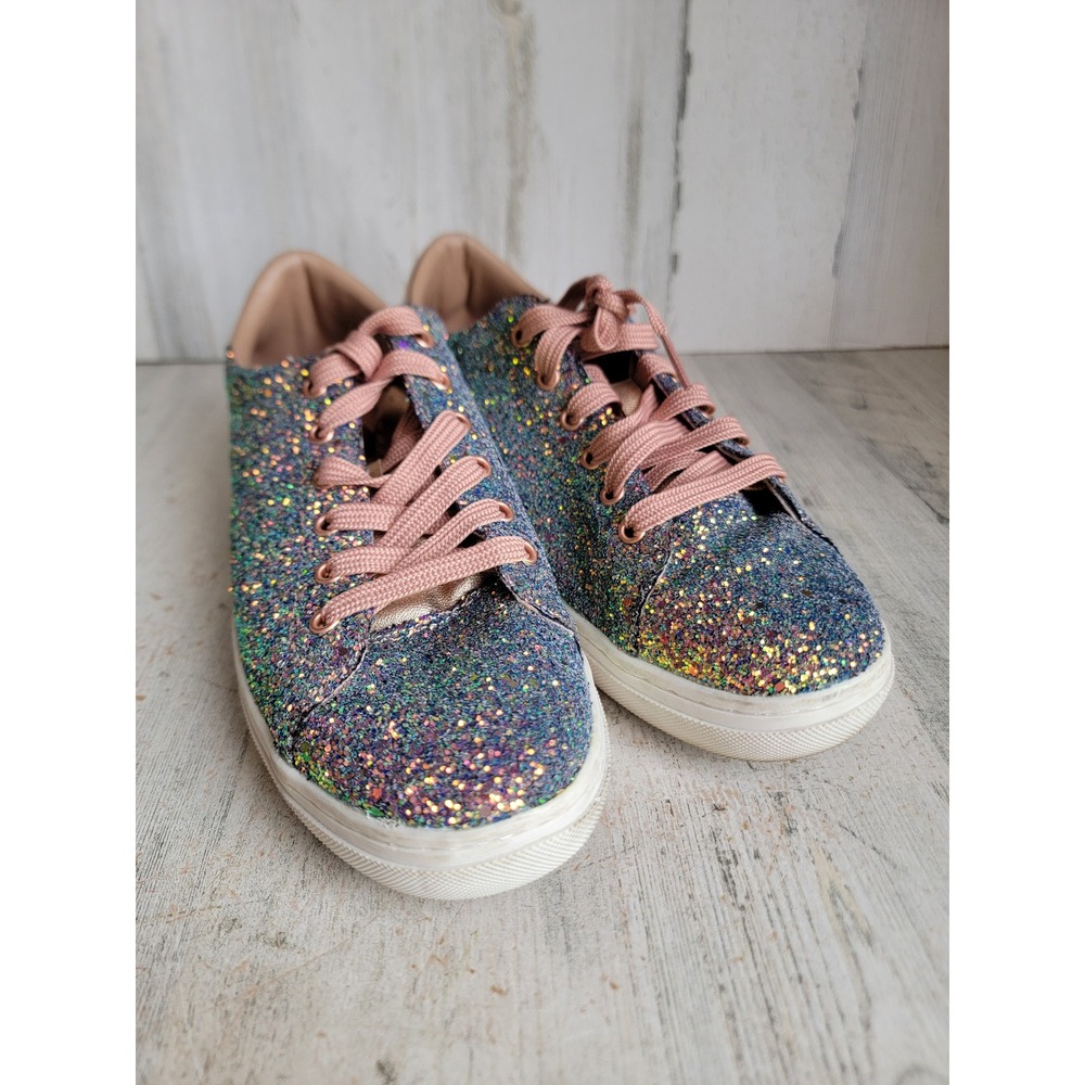 Skechers NEW rainbow glitter sparkle woman's size 9 lace up shoe home